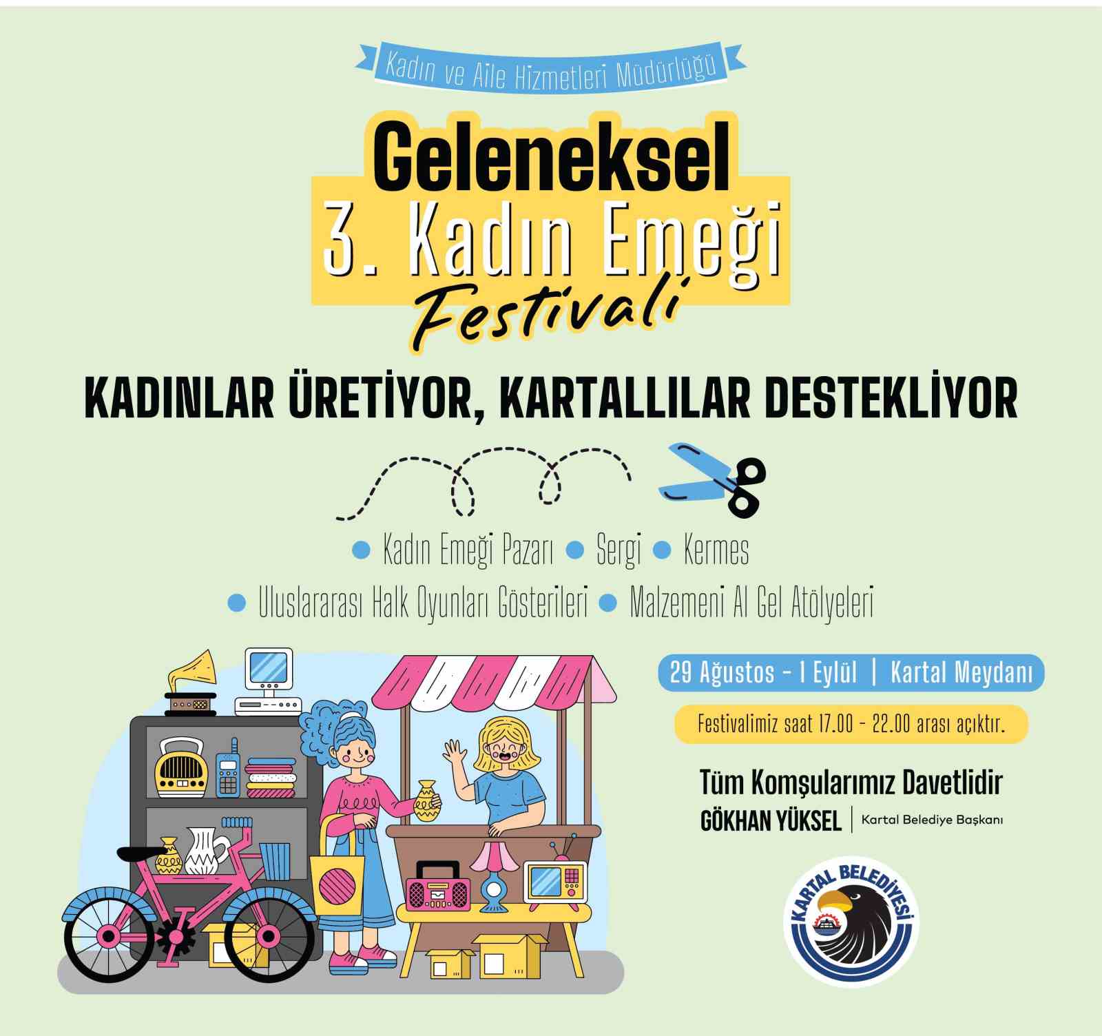 Geleneksel 3. Kadın Emeği Festivali’nde kadınlar üretiyor, Kartallılar destekliyor
