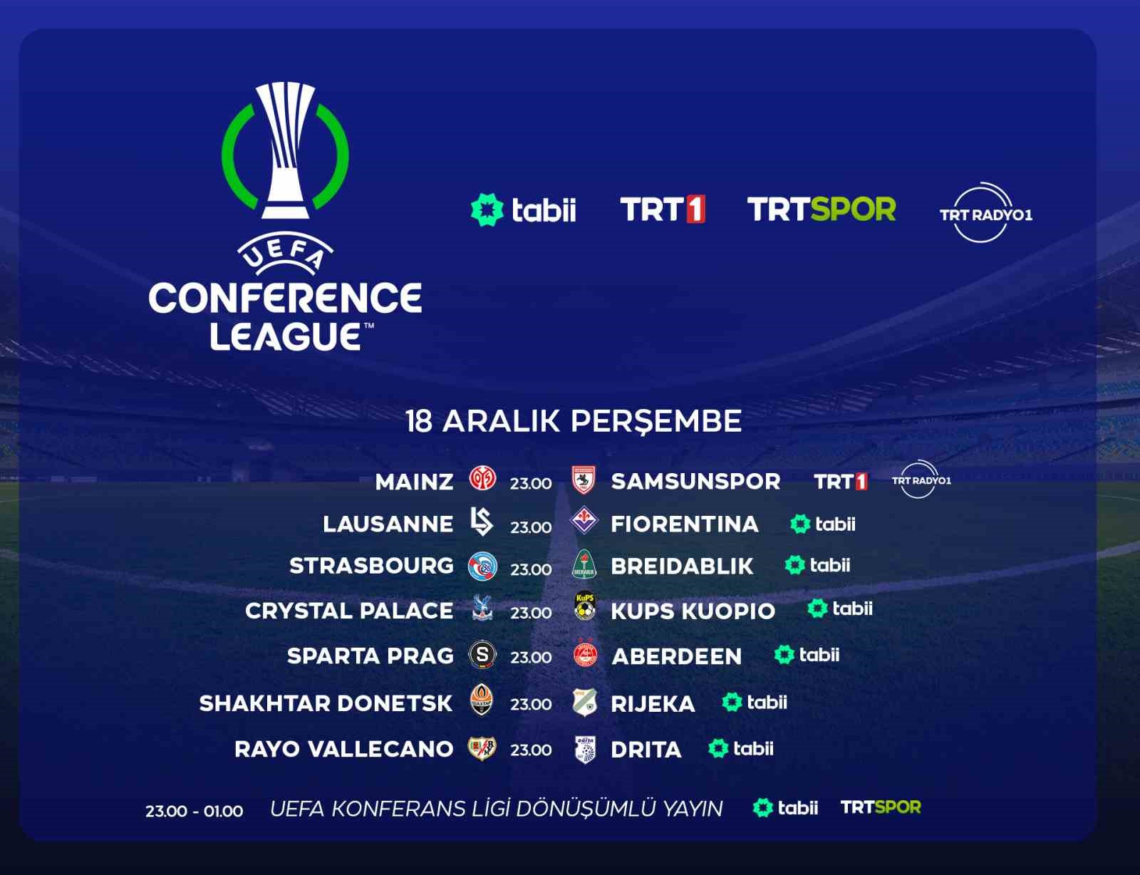 UEFA Konferans Ligi maçları TRT ve tabii’de
